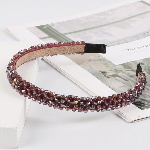 Girl hair band with crystals dark pink
