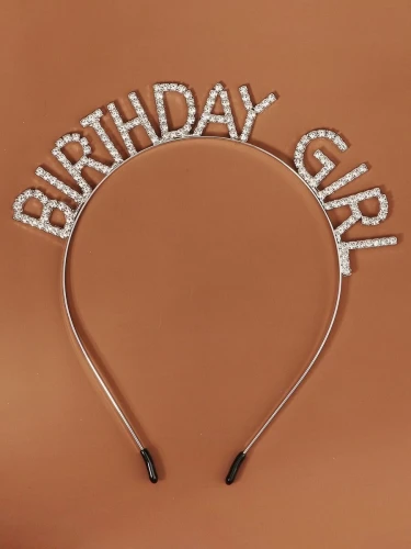 Hair band birthday girl silver