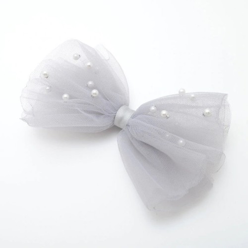 Girl hairpin tulle bow grey