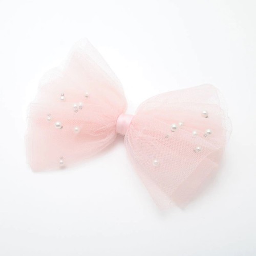Girl hairpin tulle bow apricot