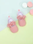 Pink baby shoes, baby shoes with flowers, high-quality baby shoes, elegant baby footwear, comfortable baby shoes