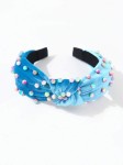 Blue velvet hairband, Pearl adorned hairband, Hair accessories for girls, Elegant hairbands, Quality hair products