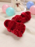 Red baby shoes, baby shoes with bows, elegant baby footwear, high-quality baby shoes, first steps shoes