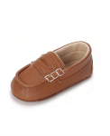 Elegant brown baby boy shoes, top-tier materials, special occasions, soft models, pre-walkers, size guide, foot length, newborn shoes