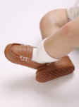 Elegant brown baby boy shoes, top-tier materials, special occasions, soft models, pre-walkers, size guide, foot length, newborn shoes