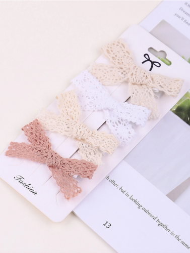Set of 4 Elegant Lace Hairpins for Girls