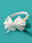 Cream lace headband for girls, Elegant lace headbands, Stylish hair accessories, Premium lace hairbands, Quality headbands for girls