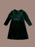 green velvet dress for girls, Maya dress, elegant dress, special occasions, velvet texture, puff sleeves, lace appliqué, girls fashion