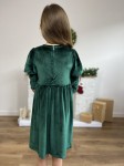 green velvet dress for girls, Maya dress, elegant dress, special occasions, velvet texture, puff sleeves, lace appliqué, girls fashion
