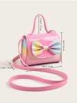 Rainbow handbag for girls, kids' fashion accessories Ireland, girls' pink handbag, stylish handbag with bow, children's shoulder bag, durable kids' handbag, elegant girls' purse, rainbow accessory for girls, versatile girls' handbag