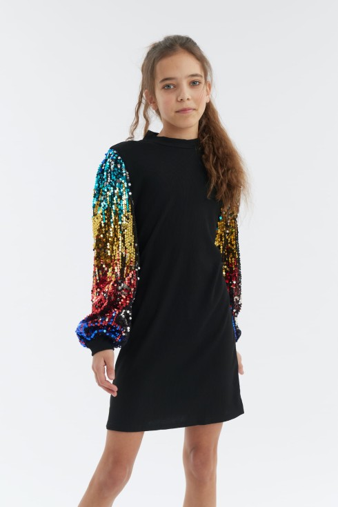 Girls Black Dress Ireland, Elegant Girls Dress, Comfortable Girls Party Dress, Sequin Dress for Girls, Girls Special Occasion Dress, Girls Dress Size 128-146, Girls Fashion Ireland, Quality Girls Clothing, Girls Birthday Dress, Girls Wedding Attire