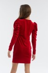 elegant red dress for girls, Molly dress, red dress, special occasions, comfortable dress, girls fashion, ruching, pearls