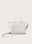 silver girl's handbag, elegant handbag for girls, silver bag with bow, kids' special occasion accessory, girl's faux leather handbag, silver kids' purse