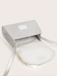 silver girl's handbag, elegant handbag for girls, silver bag with bow, kids' special occasion accessory, girl's faux leather handbag, silver kids' purse
