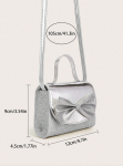 silver girl's handbag, elegant handbag for girls, silver bag with bow, kids' special occasion accessory, girl's faux leather handbag, silver kids' purse