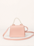 pink handbag, girls handbag, bow handbag, pearl handbag, elegant girls handbag, pink bag for girls, children's fashion accessories, kids' pink purse, stylish girls' handbag