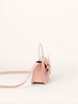 pink handbag, girls handbag, bow handbag, pearl handbag, elegant girls handbag, pink bag for girls, children's fashion accessories, kids' pink purse, stylish girls' handbag