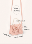 pink handbag, girls handbag, bow handbag, pearl handbag, elegant girls handbag, pink bag for girls, children's fashion accessories, kids' pink purse, stylish girls' handbag