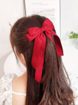red satin bow hair clip, elegant hair accessory, timeless hair clip, women's hair accessory, Irish fashion, wedding hair clip, stylish hair accessories, gift for her
