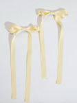 hair bows for girls, satin hair clips, pastel yellow hair accessories, elegant hair bows, girls' hair accessories, hair clips for kids, Irish fashion for girls, formal hair bows
