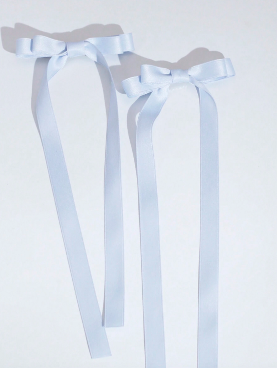 hair bows for girls, blue satin hair clips, kids fashion accessories, girls' hair accessories, elegant bows for girls, hair clips for special occasions