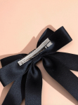 black satin hair bow, elegant hair accessory, girls hair bow, women’s hair accessory, stylish hair clip, satin bow for weddings, hair bow for special occasions, Ireland fashion accessories