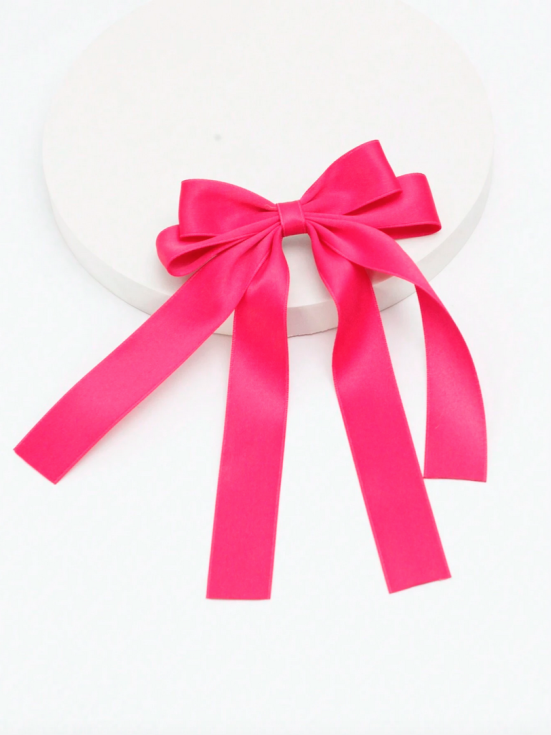 fuchsia satin hair bow, elegant hair accessories, girls' hair bow Ireland, satin hair clip for girls, special occasion hair bow, hair accessories for kids, fuchsia bow Ireland