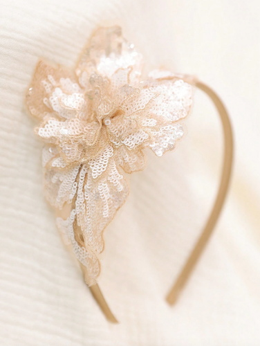 Gold Sparkle Floral Headband for Girls - zoyafashion.ie display picture 1