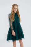 girls’ tulle dress, elegant dress for girls, green party dress, formal girls’ outfit, communion dress, holiday dress for girls, special occasion dress