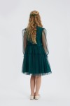 girls’ tulle dress, elegant dress for girls, green party dress, formal girls’ outfit, communion dress, holiday dress for girls, special occasion dress