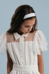 elegant headband, white satin headband, children's accessories, special occasion headband, high-quality headband, comfortable headband, girl's headband, Irish fashion, elegant girl's accessories, first communion accessories, school performance headband