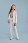 girls' white suit, elegant girls' outfit, girls' occasion wear, communion suit for girls, wedding outfit for girls, formal girls' clothes, stylish girls' suit, girls' blazer and trousers set