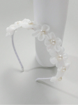 hairband for girls, white hairband, First Communion accessories, christening headband, wedding hairband, elegant hair accessories, flower hairband with pearls, special occasion headband, girls' hair accessories Ireland