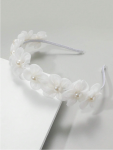 hairband for girls, white hairband, First Communion accessories, christening headband, wedding hairband, elegant hair accessories, flower hairband with pearls, special occasion headband, girls' hair accessories Ireland