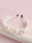 cream hairband for girls, floral hairband with pearls, communion hair accessory, christening hairband, wedding hairband for girls, elegant hair accessories, flower hairband Ireland, girls’ special occasion hairband