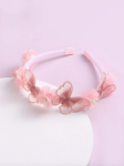 hairband for girls, pink hair accessory, communion hairband, christening headband, wedding hair accessory, flower and butterfly hairband, special occasion headband, girls’ elegant hairband, tulle and pearl hairband