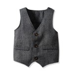 Enzo herringbone waistcoat detail – Slate grey texture for young gentlemen.
