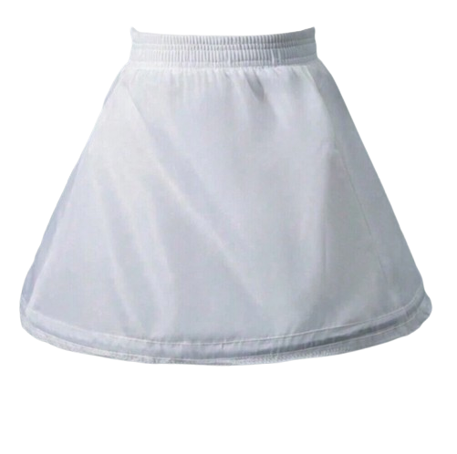 Girl in white petticoat twirling under communion dress