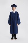 Close-up of navy gown’s flowing sleeves – lightweight, breathable fabric