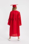 Scarlet gown flowing during university convocation