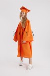 Tangerine Triumph kids graduation gown with cap on young scholar