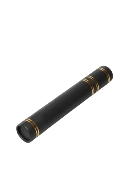 Black synthetic leather document case with gold bands on white background – The Keeper of Chapters