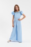 Close-up of delicate lace neckline in Beatrice jumpsuit