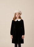 Soft acrylic beige kids beret showing knit texture