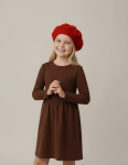 Girls red beret Parisian style close up