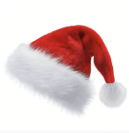 Close-up of velvety cuff and pom pom detail on family Santa hat