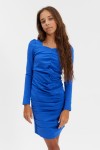 Cornflower blue girls occasion dress with elegant front ruching