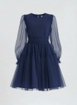 Above the knee fit of Holly navy tulle dress for Irish events