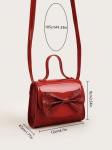 Interior and hook-and-loop fastening of red girls party handbag