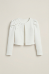 Bolero Ireland, Giorgia Pearl Bolero, Elegant Children Clothing, Girls Formal Wear, Special Occasion Kids Wear, Pearl Embellished Bolero, Irish Children Fashion, Girls Aged 8-12 Clothes, Ecru Bolero for Girls, Light Spring Bolero